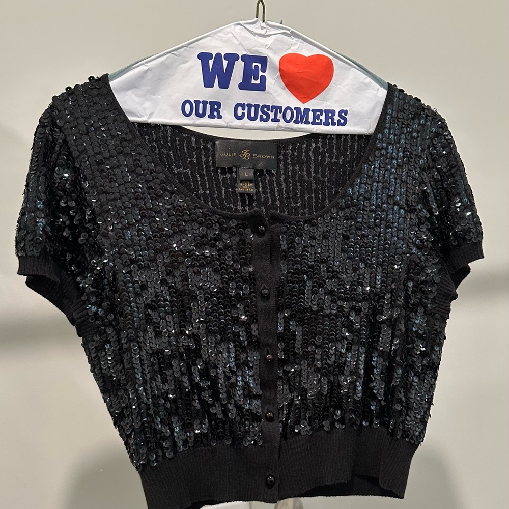 Sequined Button Down Bolero Sweater. - image 1